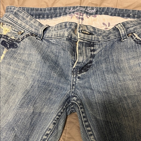 Vintage Y2K American eagle blue Floral Embroidered Blue Jeans - Picture 6 of 13